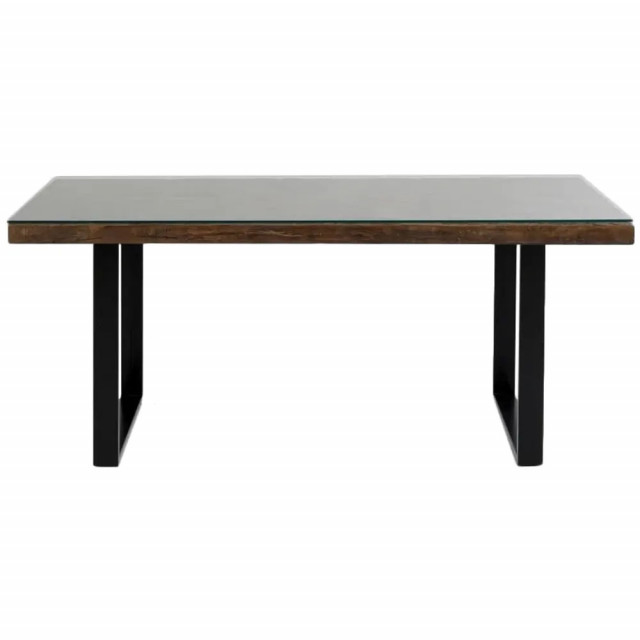 Masa dining maro/neagra din lemn 90x180 cm Conley Kare