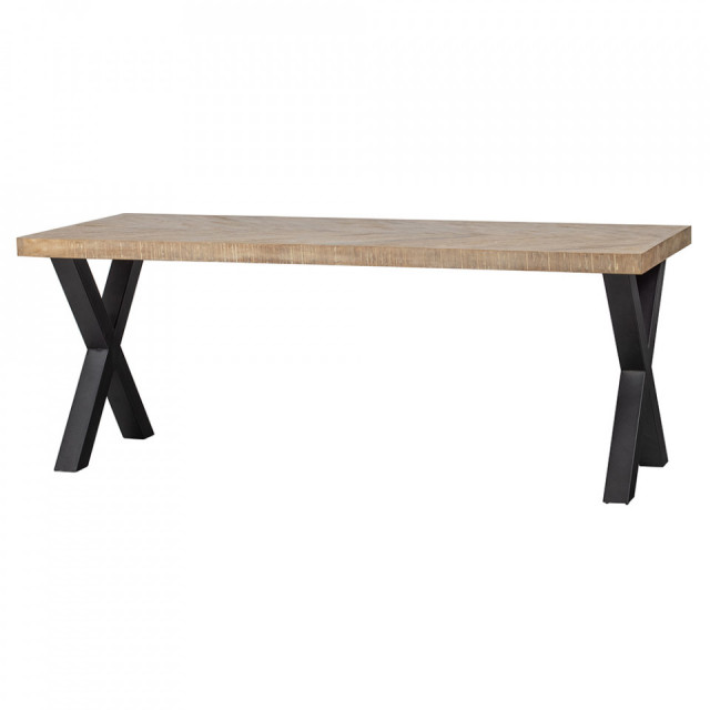 Masa dining maro/neagra din lemn 90x200 cm Tablo Herringbone Alkmaar-Leg Woood