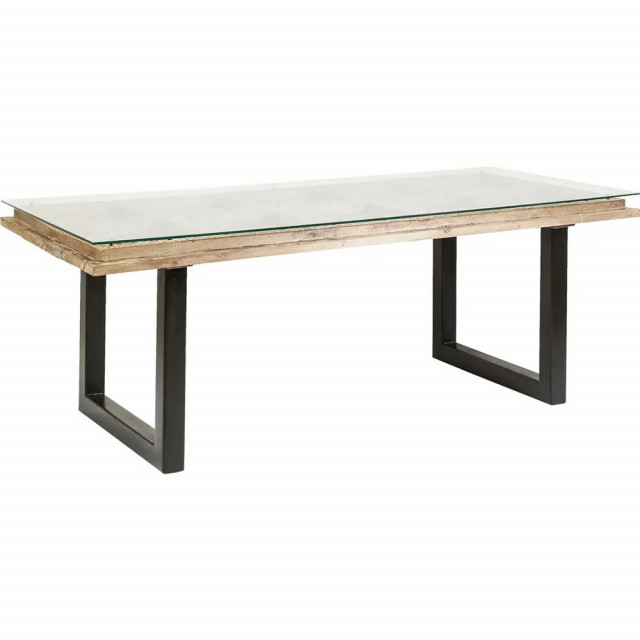 Masa dining maro/neagra din lemn de mango si otel 90x200 cm Kalif Kare