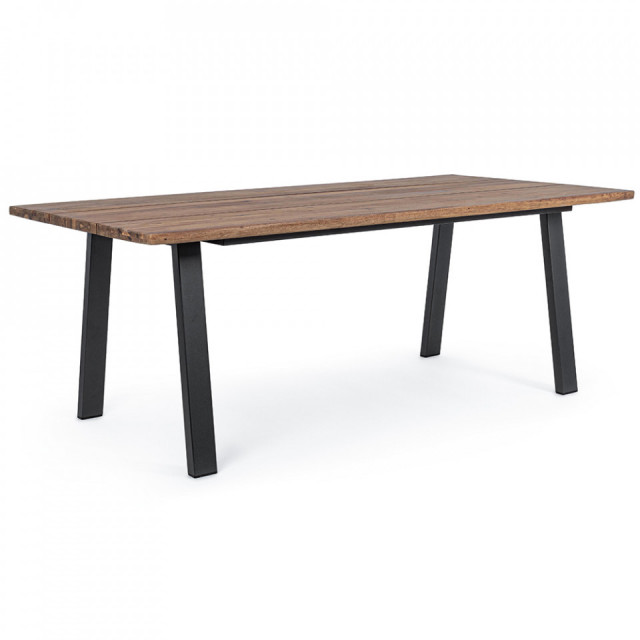 Masa dining maro/neagra din lemn si aluminiu 100x200 cm Oslo Bizzotto