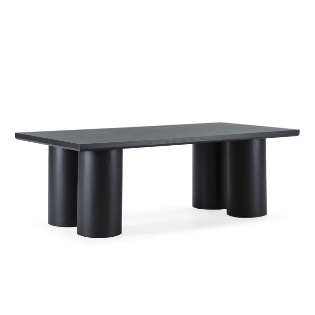 Masa dining neagra din lemn 110x220 cm Levan Thai Natura