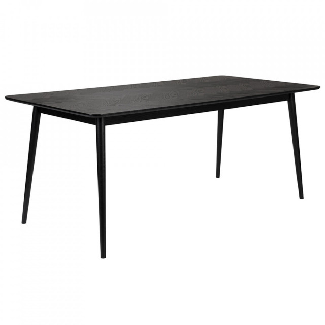 Masa dining neagra din lemn de frasin si MDF 90x180 cm Fabio The Home Collection
