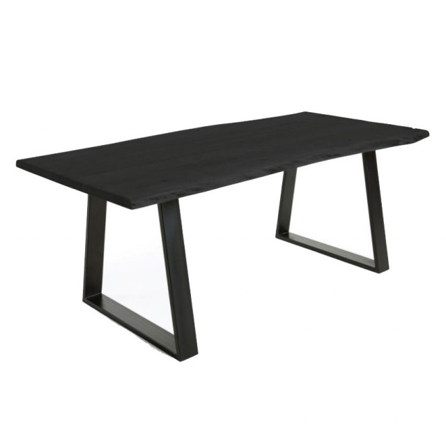 Masa dining neagra din lemn de salcam 95x200 cm Alaia Kave Home