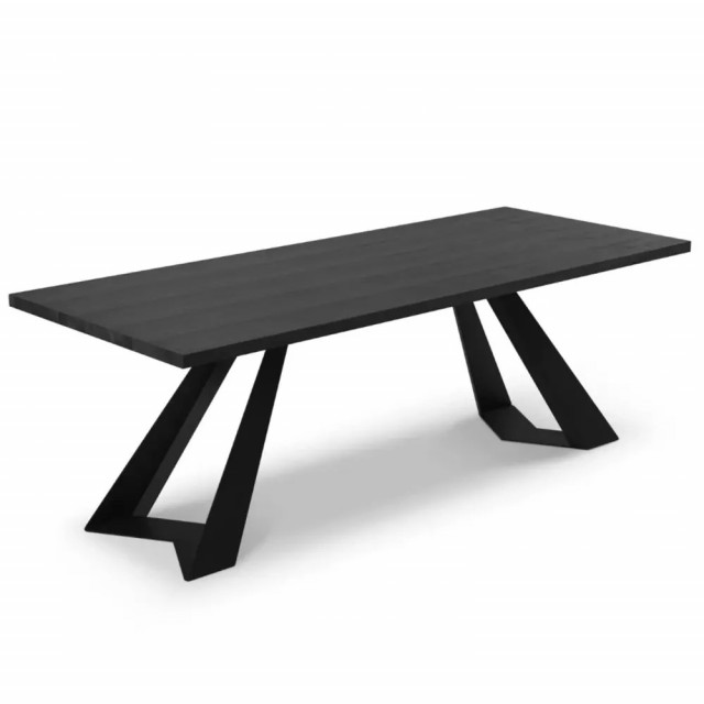 Masa dining neagra din lemn si metal 100x260 cm Colin Besolux