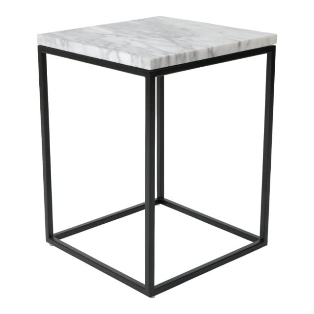 Masa laterala alba/neagra din marmura 32x32 cm Marble Power Zuiver