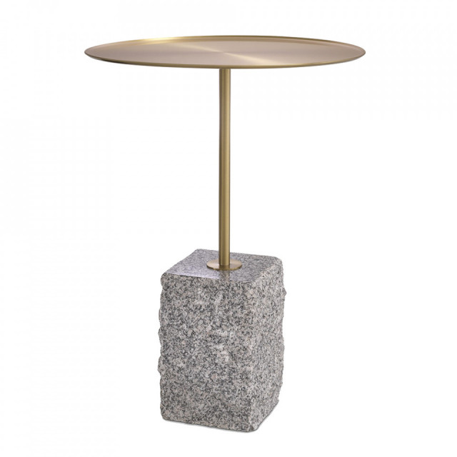 Masa laterala aramie/gri din inox si granit 45 cm Cole Eichholtz