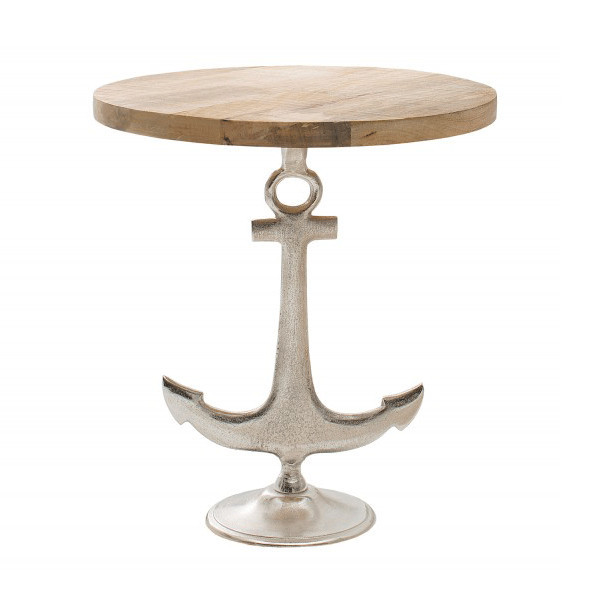 Masa laterala maro/argintie din lemn 50 cm Anker The Home Collection