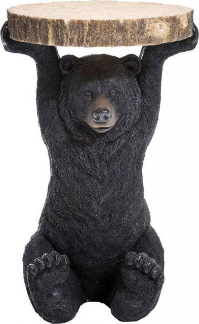 Masa laterala neagra/maro din plastic 33 cm Bear Kare