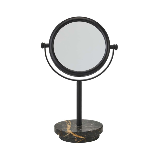 Oglinda cosmetica rotunda neagra din metal 19x31 cm Porto Aquanova