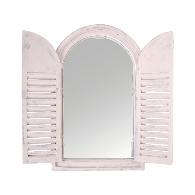 Oglinda decorativa alb antic din lemn 37x59 cm Palace Esschert Design