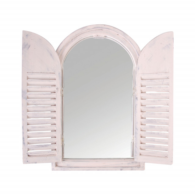 Oglinda decorativa alb antic din MDF si lemn 37x59 cm Palace Esschert Design
