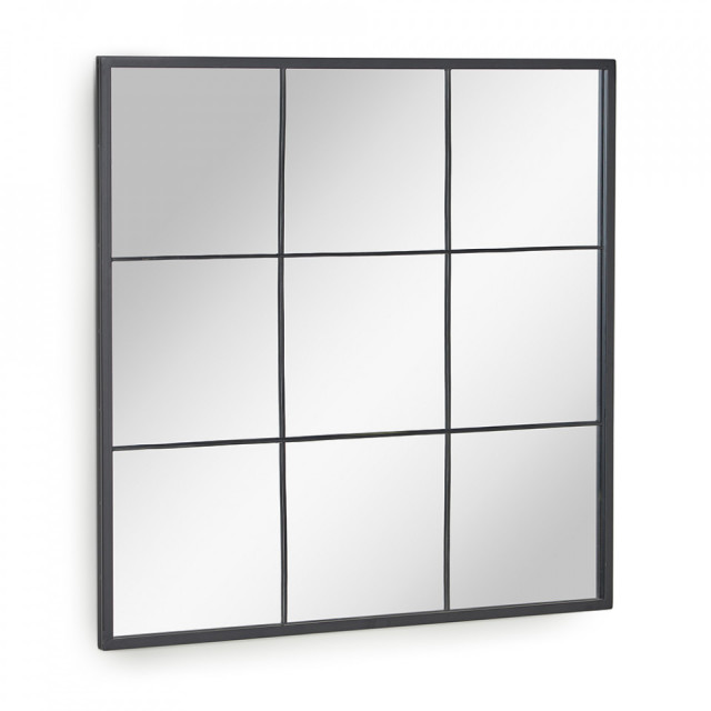 Oglinda neagra patrata din metal 80x80 cm Ulrica Kave Home