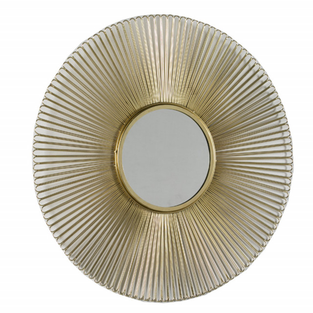 Oglinda rotunda aurie din metal 81x81 cm Cuhe Thai Natura