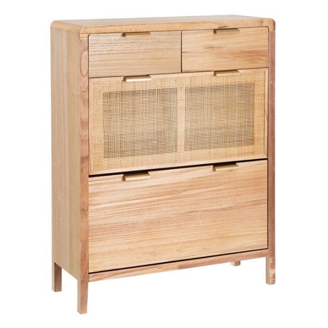 Pantofar maro din lemn de paulownia si ratan Honey The Home Collection