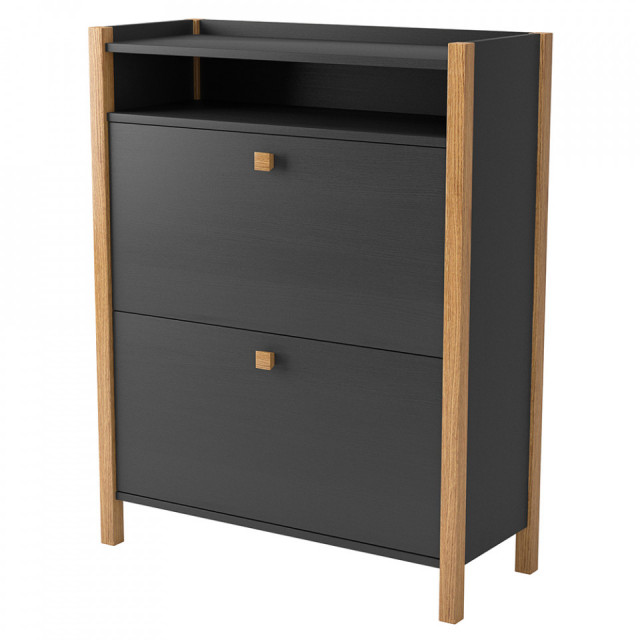 Pantofar negru/maro din lemn Hannover Two Woodman
