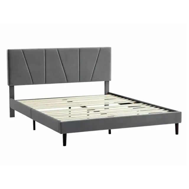 Pat gri din catifea 120x200 cm Savana The Home Collection