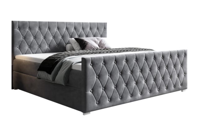 Pat gri din catifea 160x200 cm Camilie III Boxspring FURPOL