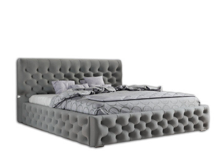 Pat gri platinat din catifea 180x200 cm Verdi FURPOL