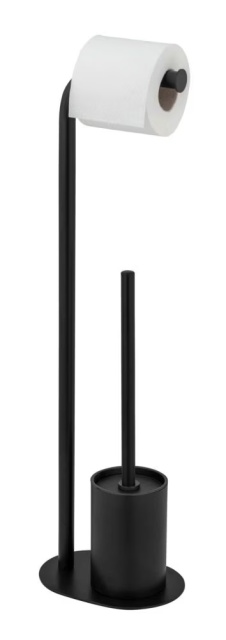 Perie toaleta cu suport hartie igienica negru din metal Levante Wenko