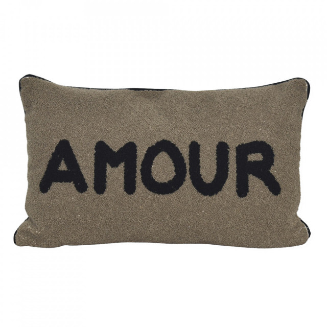Perna dreptunghiulara maro/neagra din bumbac si poliester 30x50 cm Amour The Home Collection