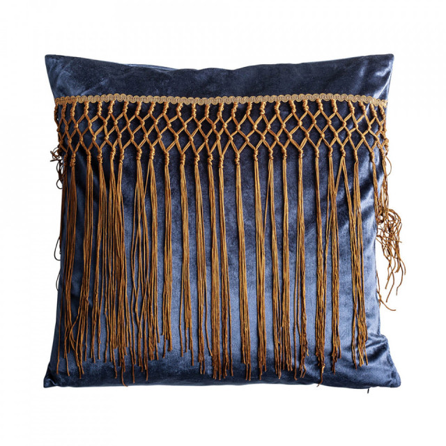 Perna patrata albastra/aurie din catifea 45x45 cm Desa Vical Home