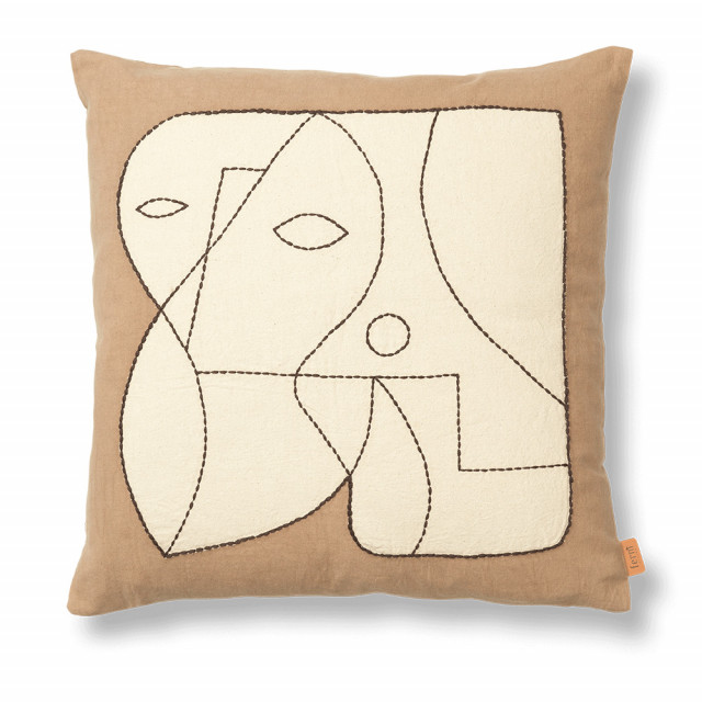 Perna patrata grej/alb antic din bumbac 50x50 cm Figure Ferm Living