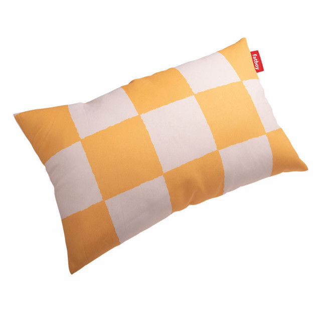 Perna pentru exterior dreptunghiulara galbena/alba din fibre sintetice 40x66 cm King Checkmate Fatboy