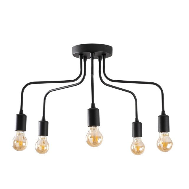 Plafoniera neagra din metal cu 5 becuri Candelabra The Home Collection