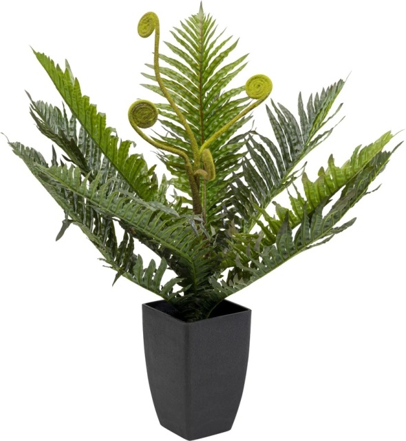 Planta artificiala cu ghiveci verde/gri din plastic 55 cm Farn Kare