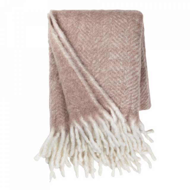 Pled roz pudra din lana si fibre acrilice 130x170 cm Mathea Melange Cozy Living Copenhagen