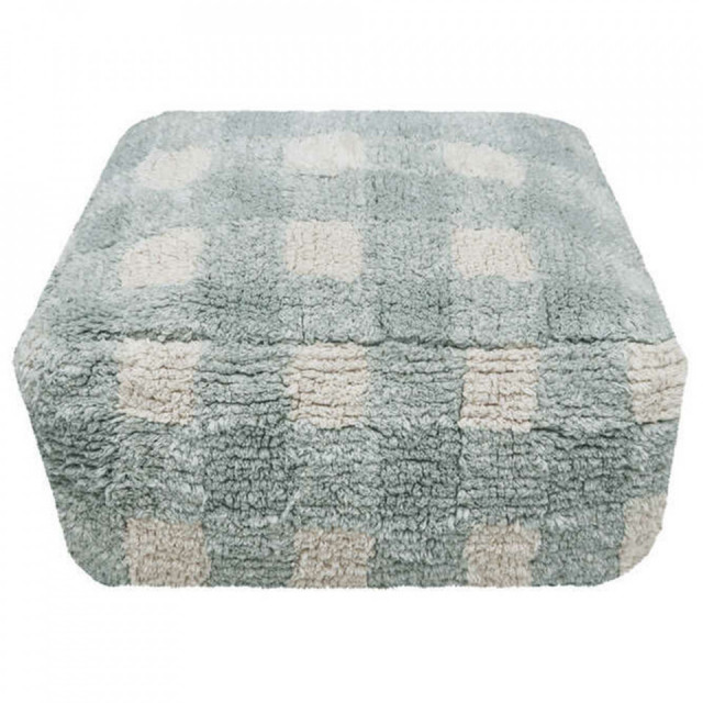 Puf patrat bej/albastru deschis din bumbac 40x40 cm Gingham Lorena Canals