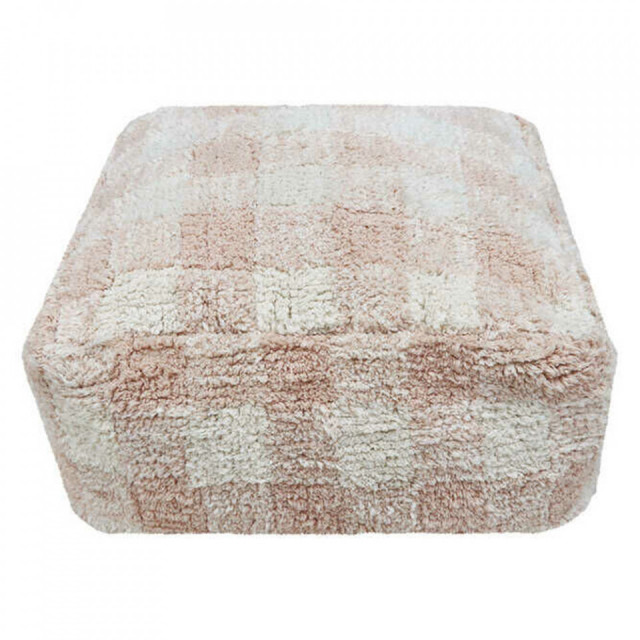 Puf patrat bej/roz deschis din bumbac 40x40 cm Gingham Lorena Canals