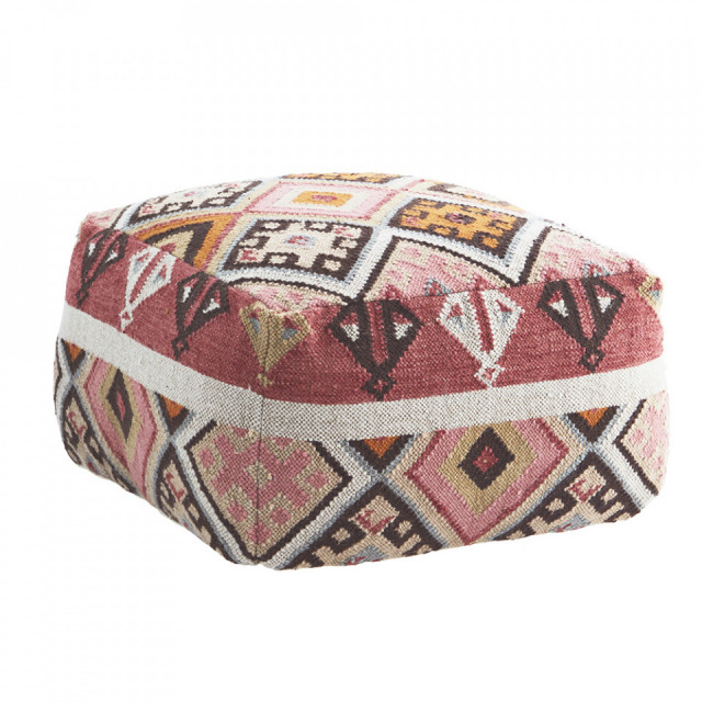 Puf patrat multicolor din fibre naturale 60x60 cm Nore Madam Stoltz