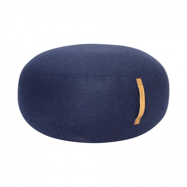 Puf rotund albastru inchis din textil 70 cm Mochi Hubsch
