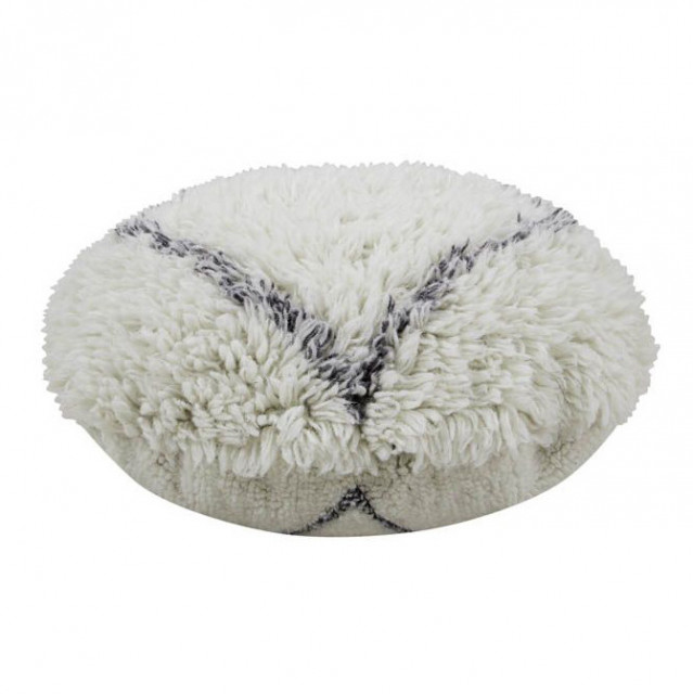 Puf rotund crem/gri carbune din lana si bumbac 70 cm Bereber Soul Lorena Canals