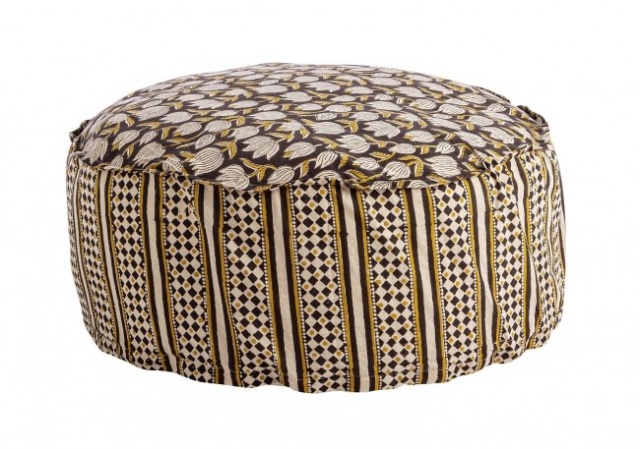 Puf rotund multicolor din bumbac 65 cm Calais Bizzotto