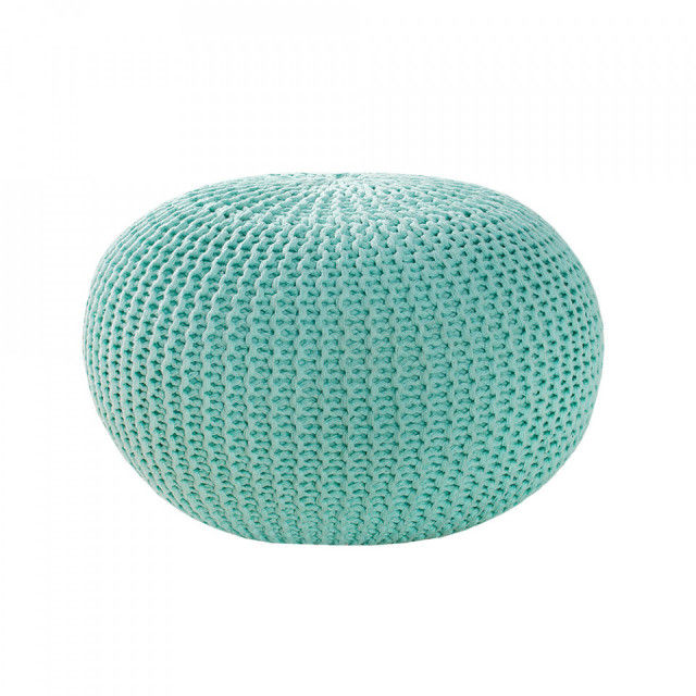 Puf rotund verde menta din bumbac 50 cm Leeds The Home Collection