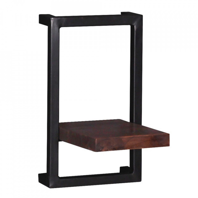 Raft maro/negru din lemn si metal 35 cm Almirah Tall Sit Moebel