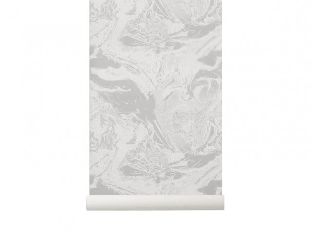 Rola tapet gri din hartie 53x1000 cm Marbling Ferm Living