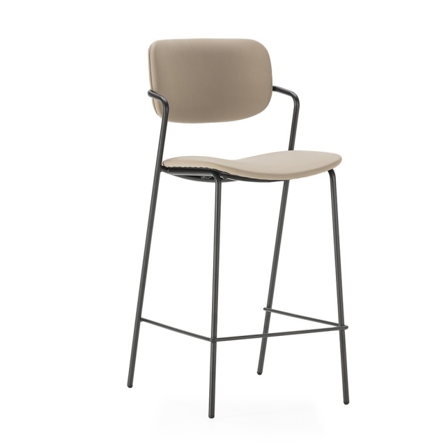Scaun bar grej din piele ecologica Maika The Home Collection