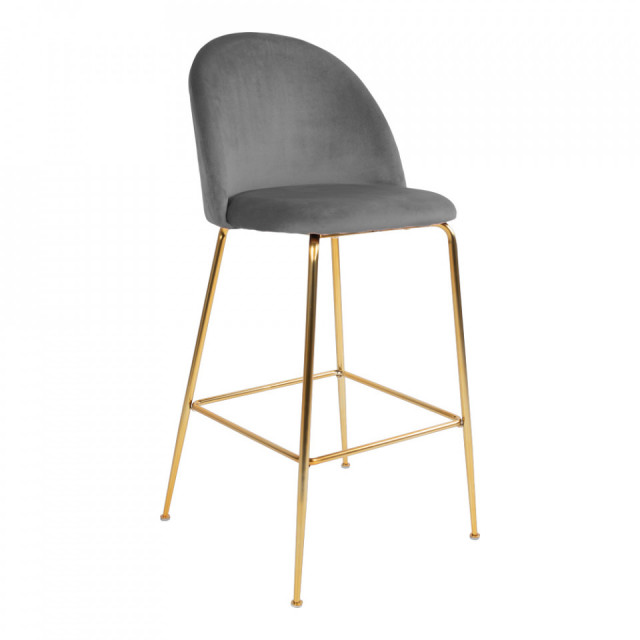 Scaun bar gri/auriu din catifea Lausanne House Nordic