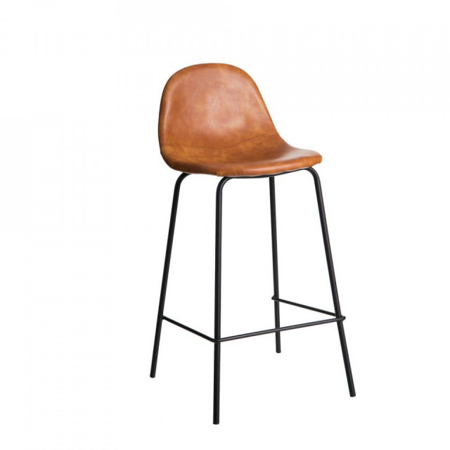 Scaun bar negru/maro din piele ecologica si fier Vonas The Home Collection