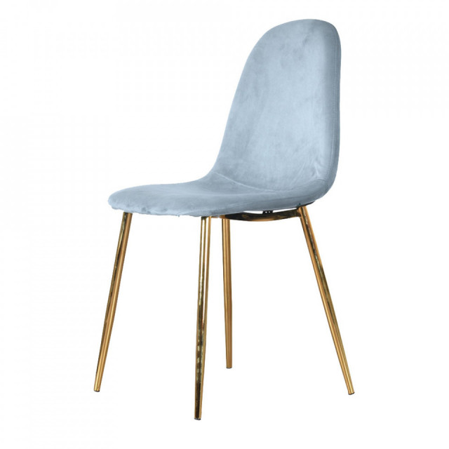 Scaun dining auriu/albastru din catifea si metal Josef Ice The Home Collection