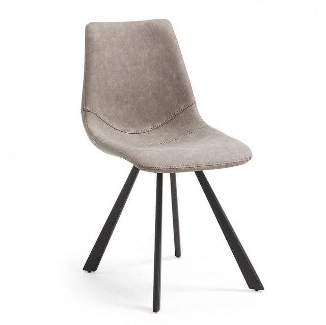 Scaun dining bej din piele ecologica Alve Kave Home