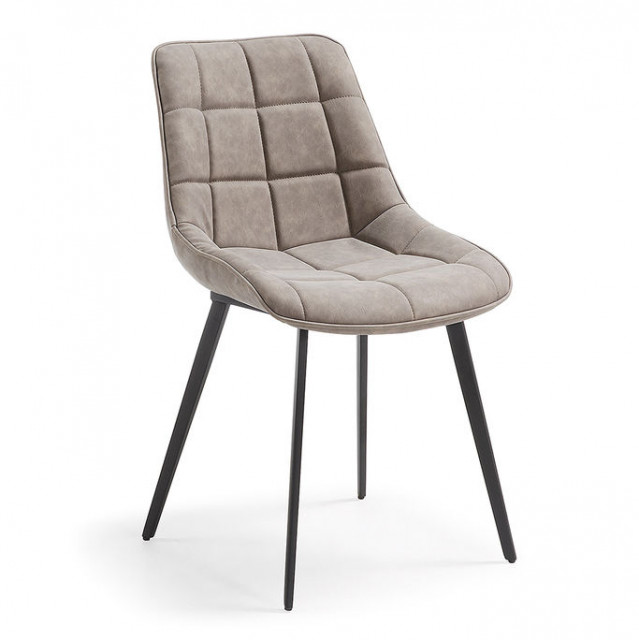 Scaun dining bej inchis din piele ecologica Adam Kave Home