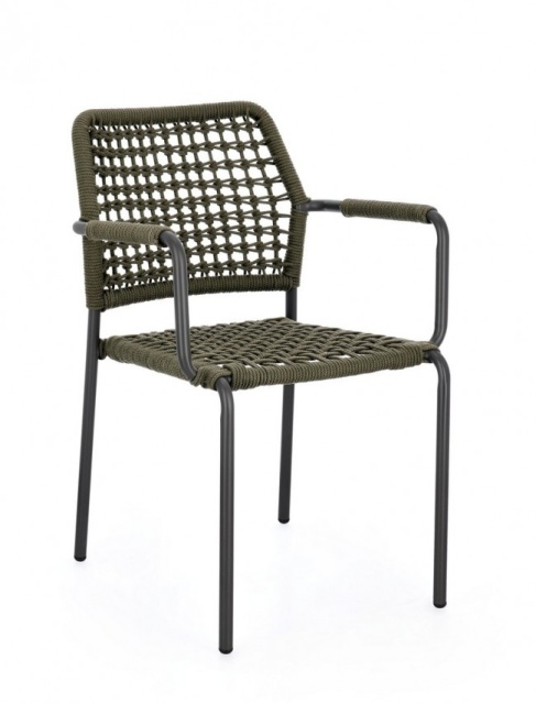 Scaun dining exterior negru/ verde din metal Rajada Bizzotto