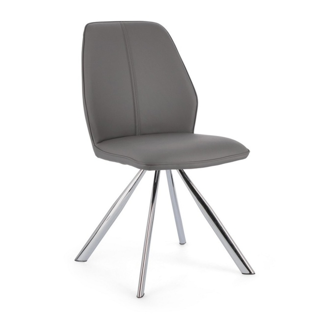Scaun dining gri/argintiu din piele ecologica Maxwell Bizzotto