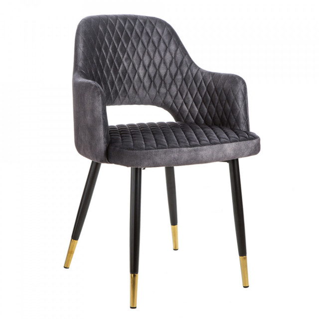 Scaun dining gri/negru din catifea Paris The Home Collection