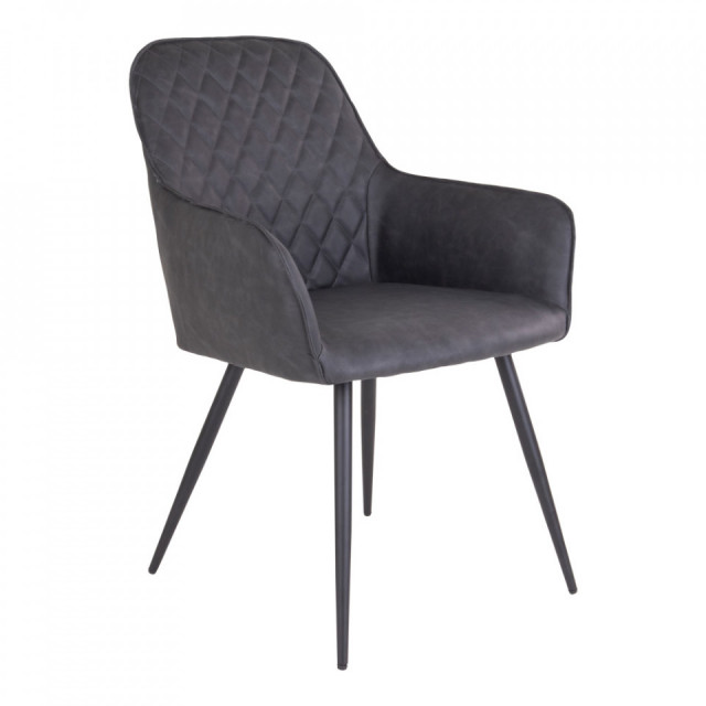 Scaun dining gri/negru din piele ecologica Harbo House Nordic