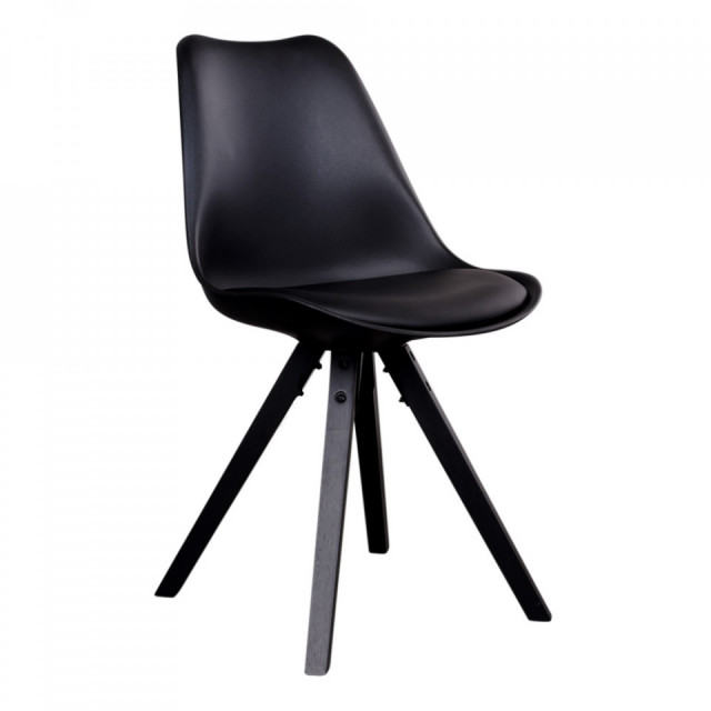 Scaun dining negru din piele ecologica Bergen House Nordic